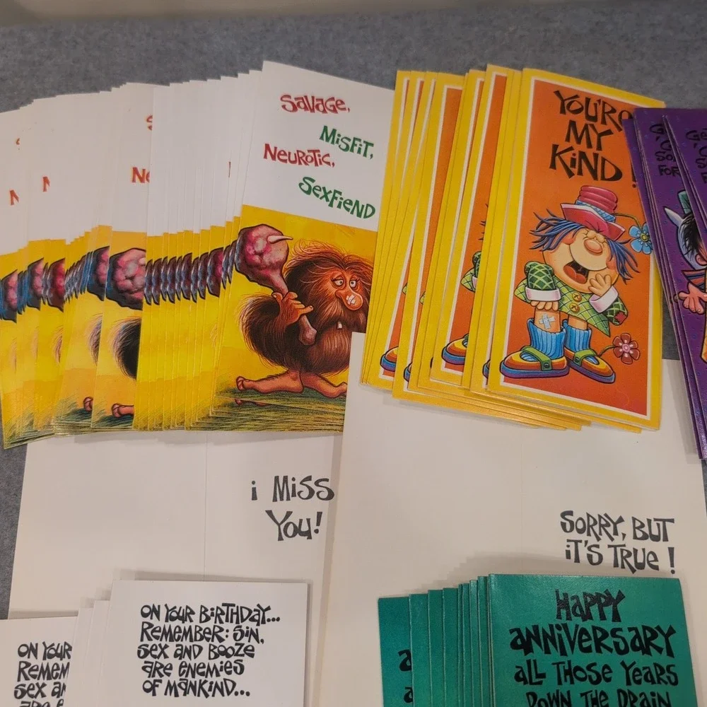 Vintage Style Humorous Greeting Cards Lot 100+ Bulk Variety Birthdays Envelopes - Picture 2 of 5